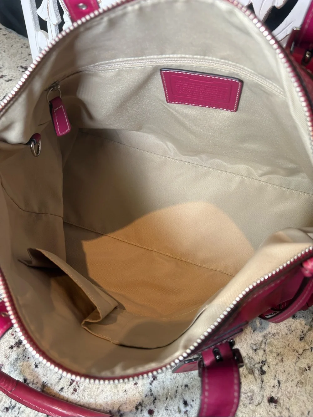 Coach F13811 Hamilton Legacy Leather Satchel Tote Raspberry